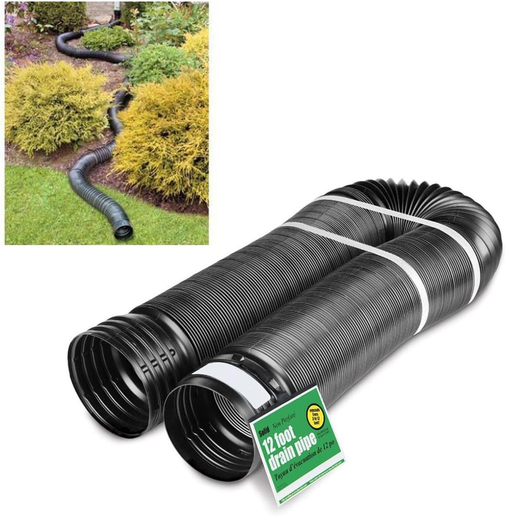 Solid Corrugated Expandable Flexible Landscape Drain Pipe, 4-in. by 12-ft.