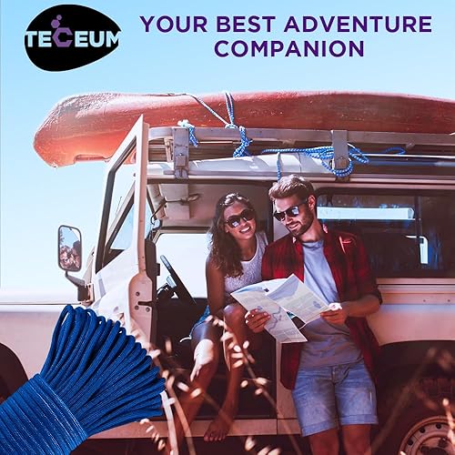 Miniatura 9 de TECEUM Paracord de 550 libras, ideal para manualidades, bricolaje, campamento, militares y actividades al aire libre - Cuerda táctica de paracaídas