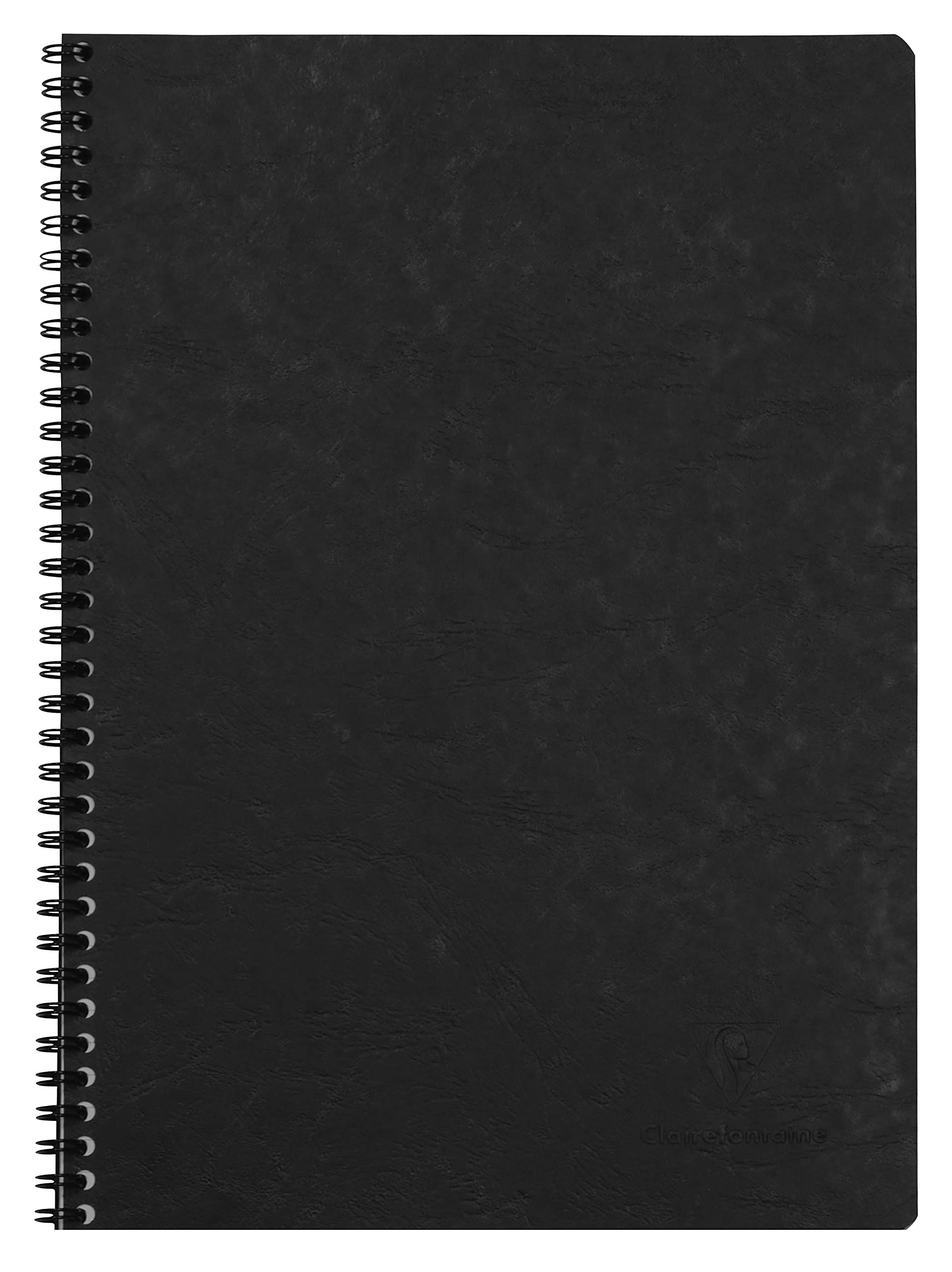 Clairefontaine - Ref 781451C - Age Bag Wirebound Notebook (100 Pages) - A4 Size, Lined Rulings, 90gsm Brushed Vellum Paper, Pocket for Loose Documents - Black Cover