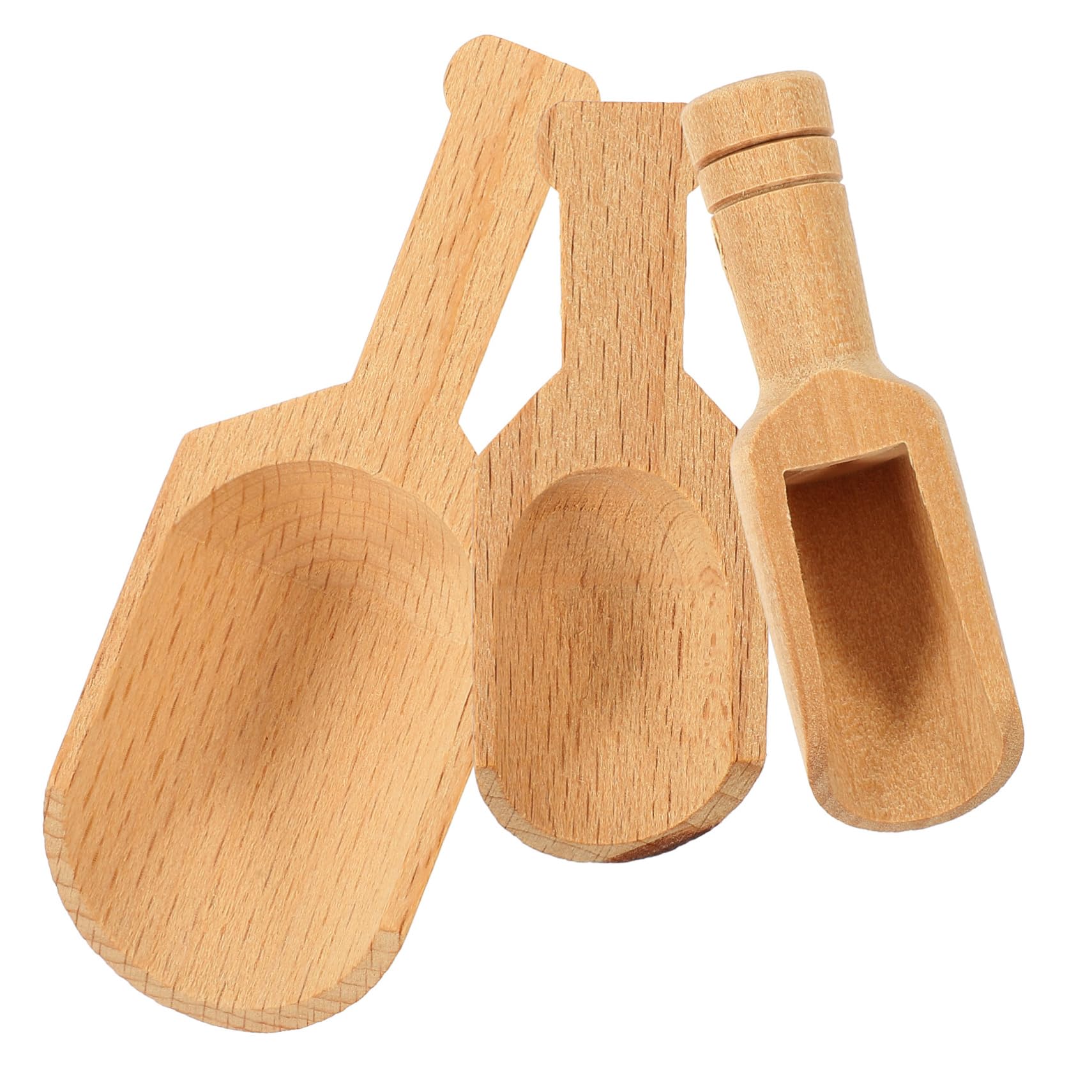 OKUMEYR 3pcs Wooden Tea Scoops Multi-use Bath Salt Spoons Mini Scoops Natural for Tea Spices Sugar