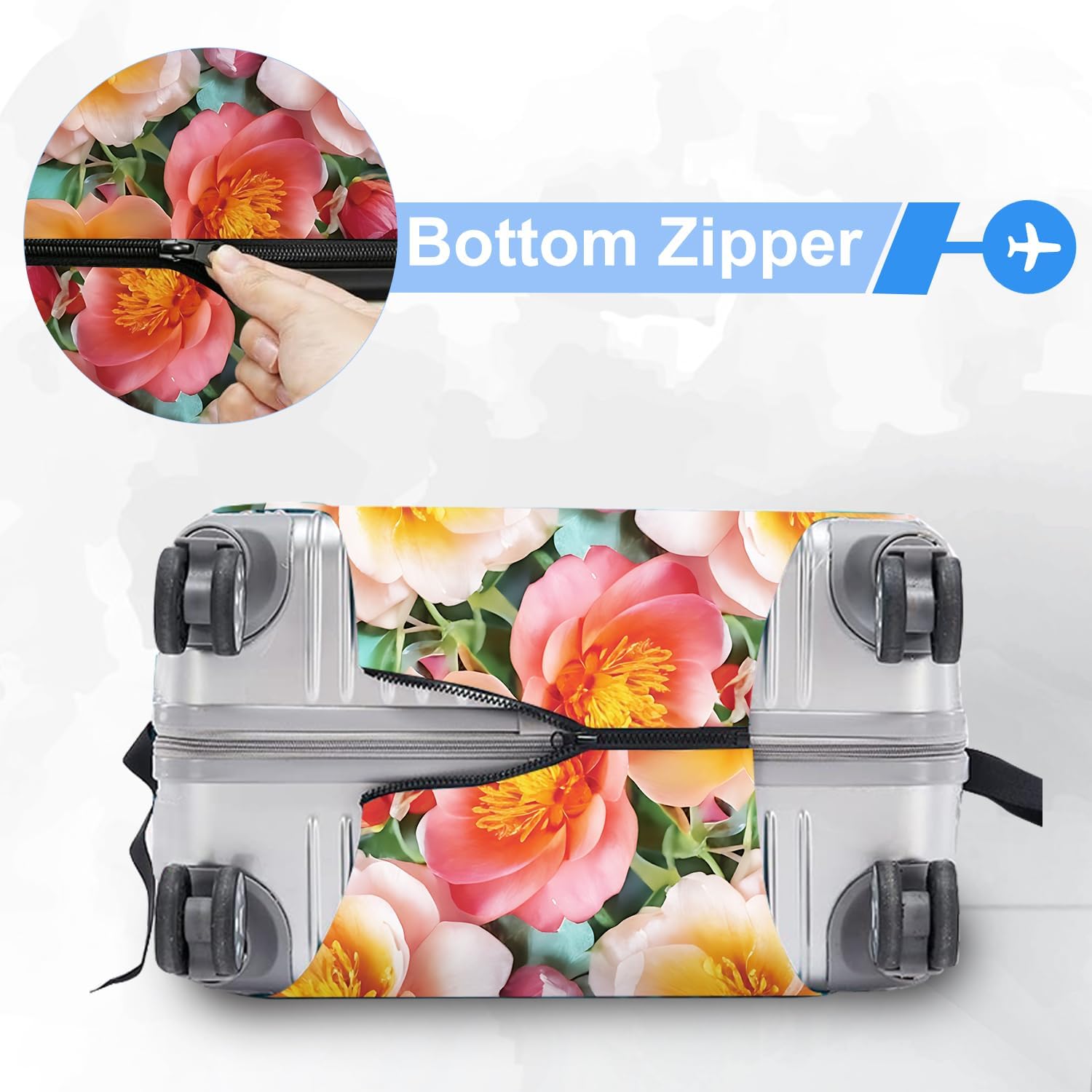 FOREVER QUEEN Red Flower Luggage Cover Suitcase Protector Suitcase Cover Anti-Scratch,Stretchable Bag Cover Washable Durable Polyester
