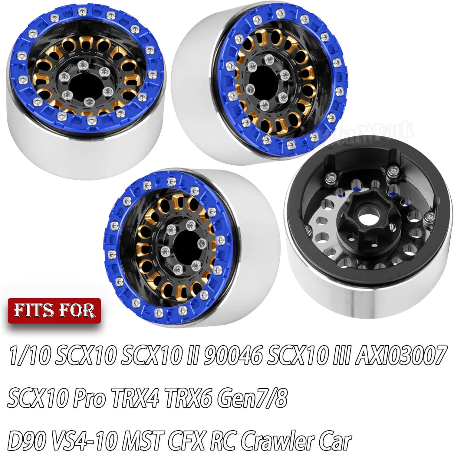 1.9 Brass Beadlock Wheel Rim for 1/10 SCX10 SCX10 II 90046 SCX10 III AXI03007 SCX10 Pro TRX4 TRX6 Gen7/8 D90 VS4-10 MST CFX RC Crawler Car,Brass Beadlock & Aluminum Deep Dish Rim,BlackGold
