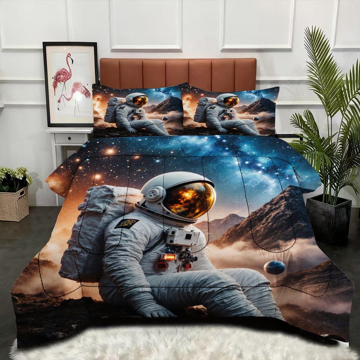 Couette 240 x 260 cm Astronaute lavable pour lit deux personnes