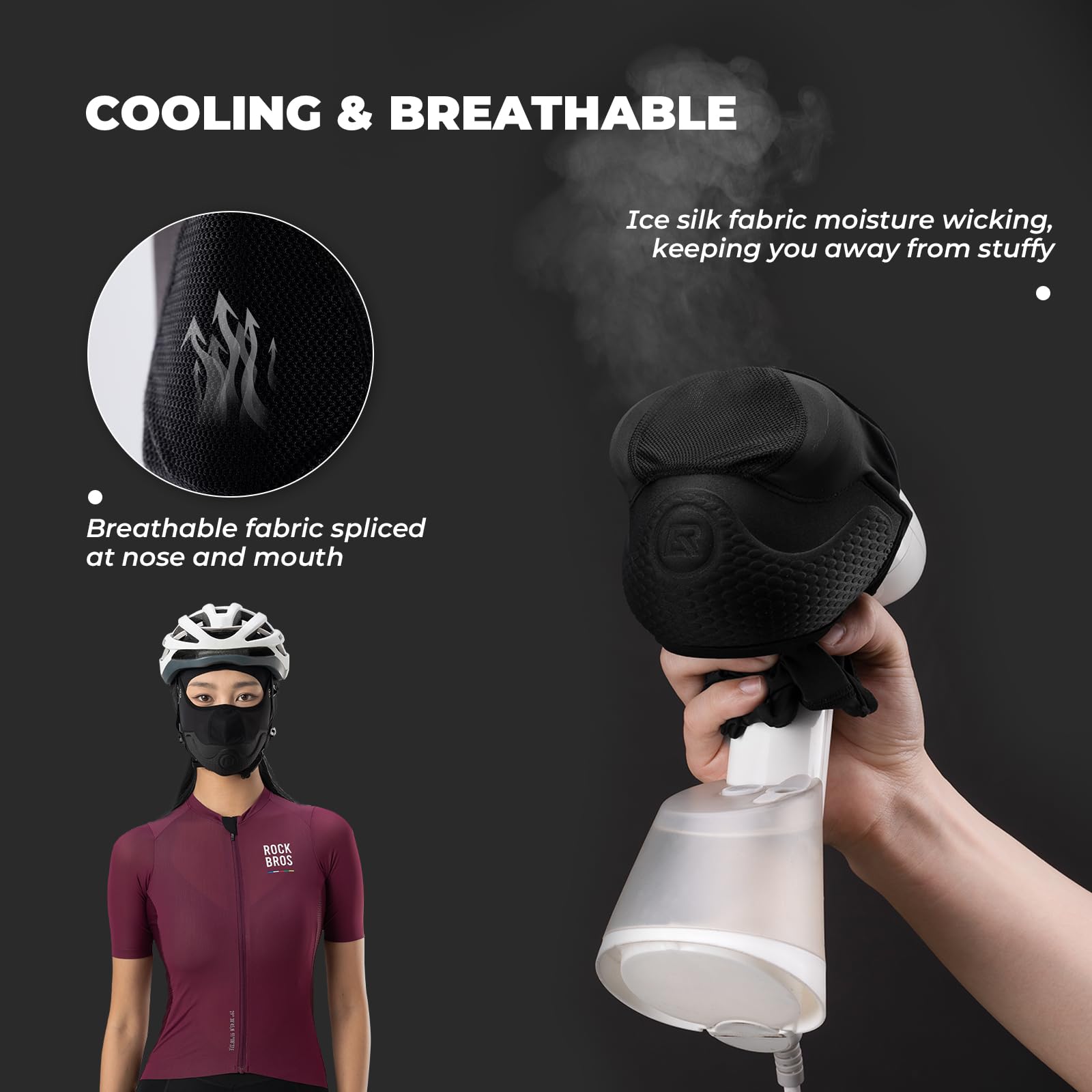 ROCKBROS Pasamontañas Verano para Hombre, Máscara Facial Moto Bajo Casco Protector Transpirable Cubre Cabeza Protección Solar Multifunción para Ciclismo Senderismo Exrterior