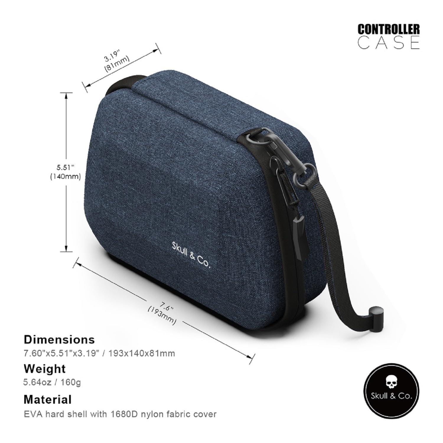 Skull & Co. Controller Case: Portable Hard Shell Protective Travel Carrying Case for PS5 DualSense Controller - Black