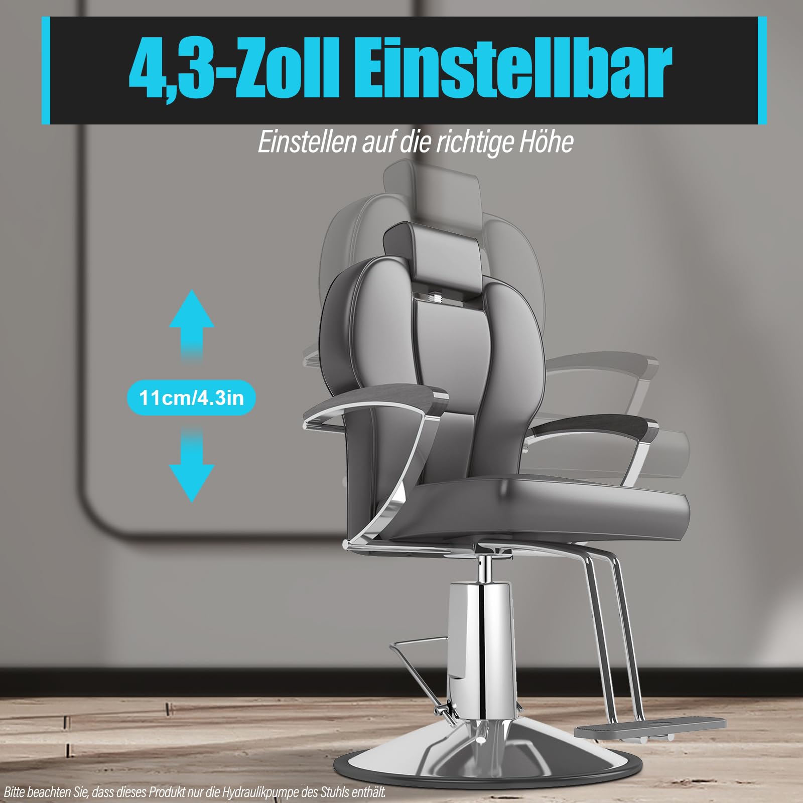 Barber Chair Hydraulikpumpe Friseurstuhl Hydraulische Pumpe Ersatz, Barbier Stuhl Salonstühle Hydraulikpumpe aus Gusseisen Einstellbare Höhe 11CM Tragfähigkeit 200KG, Silber