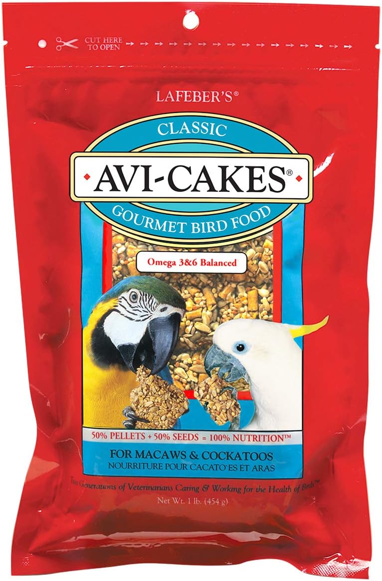 Classic Avi-Cakes Pet Bird Food, Made with Non-GMO and Human-Grade Ingredients, for Macaws & Cockatoos, 1 lb
