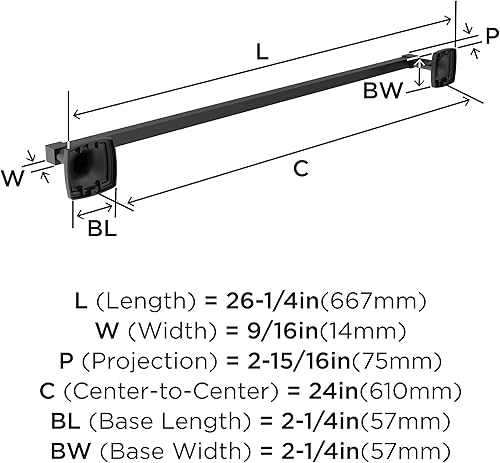 Vista 126 de Amerock Toallero negro mate – 7-9/16 pulgadas (7.559 in) de longitud – Soporte para toallas de baño y cocina Mate negro