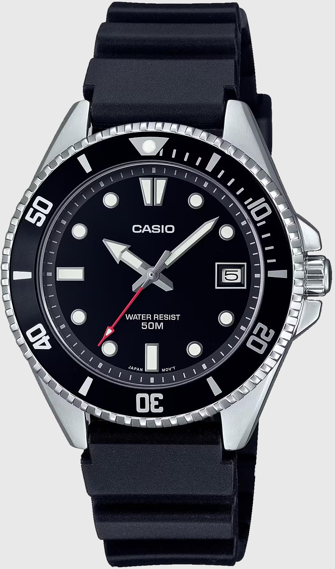 Casio MDV10-1A1V Unisex Dive Inspired 38 mm Rubber Band Black Dial Sports Watch, Black, Classic