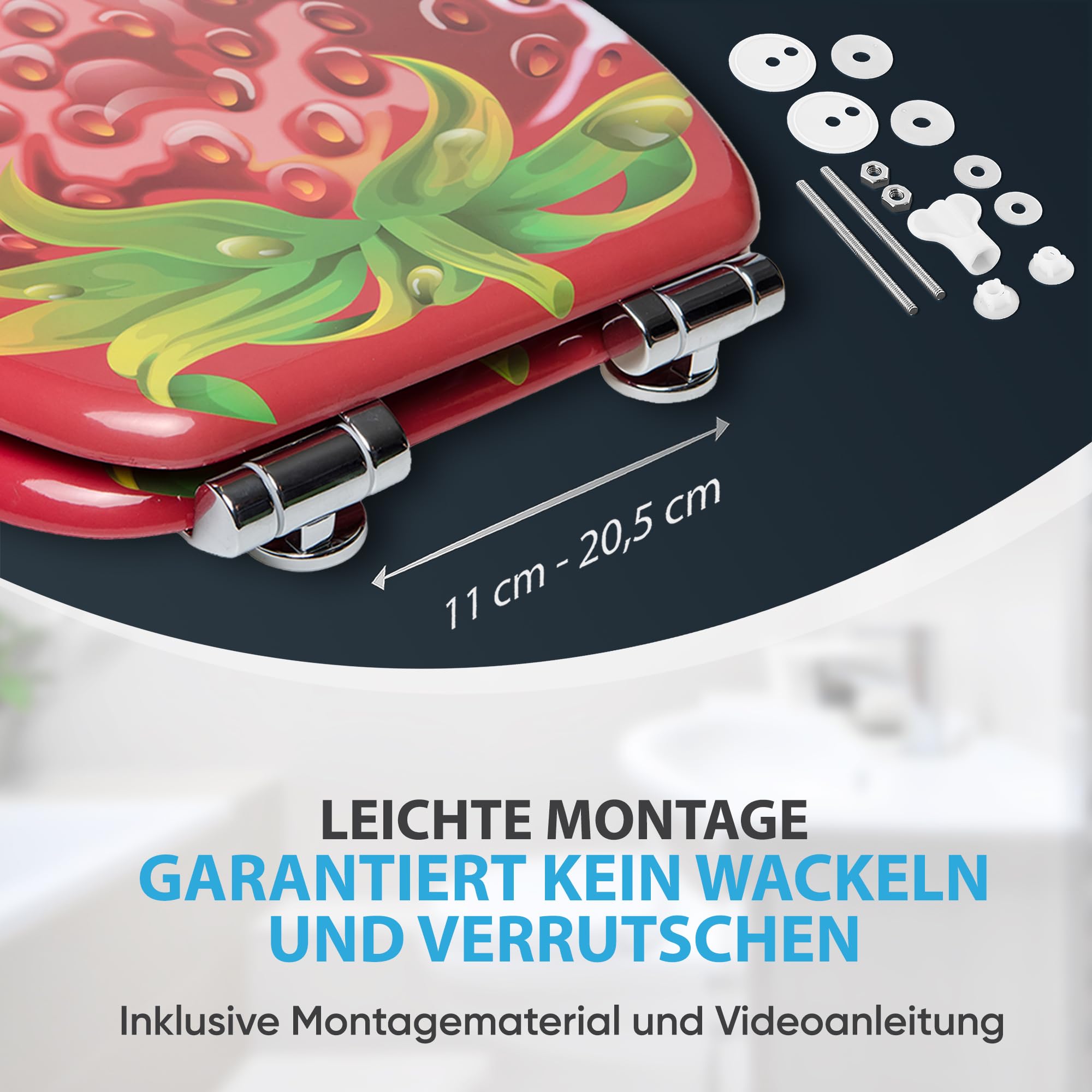 WC Sitz mit Absenkautomatik, viele schöne WC Sitze zur Auswahl, hochwertige und stabile Qualität aus Holz (Strawberry)