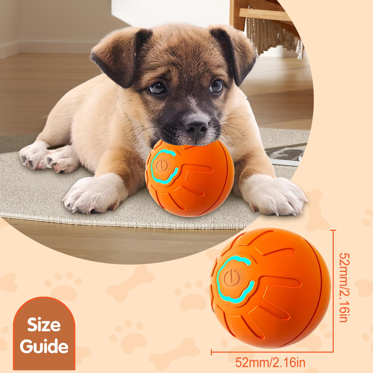 2-Pack Interactive Jumping Dog Balls - Automatic Rolling & Bouncing, LED Lights, USB Rechargeable, Smart Motion Sensor For Pets