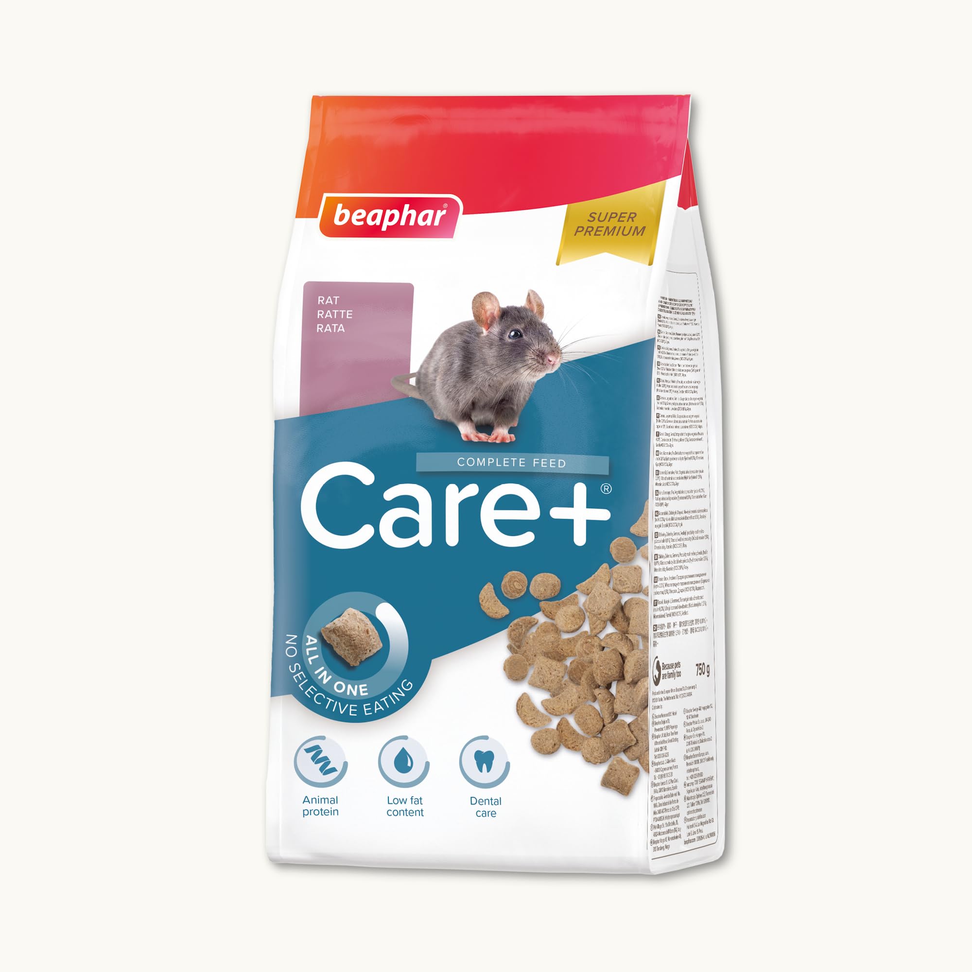 BEAPHAR – Care+ – Alimentation Super Premium extrudée pour Rat – Extrait de thé Vert – Proteines animales – Haute digestibilité – Participe à l’Usure Naturelle de Dents – sans sucres ajoutés – 700g