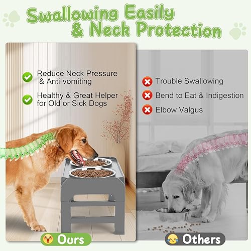 Miniatura 3 de Tazones elevados para perros con altura ajustable con 2 cuencos de acero inoxidable para alimentos para perros, comedero plegable antideslizante