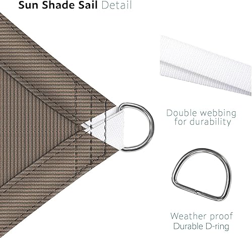 Miniatura 4 de ECOOPTS Toldo triangular de polietileno de alta densidad de 6 x 6 x 6 pies para patio al aire libre, pérgola, cubierta de tela con bloqueo de tela