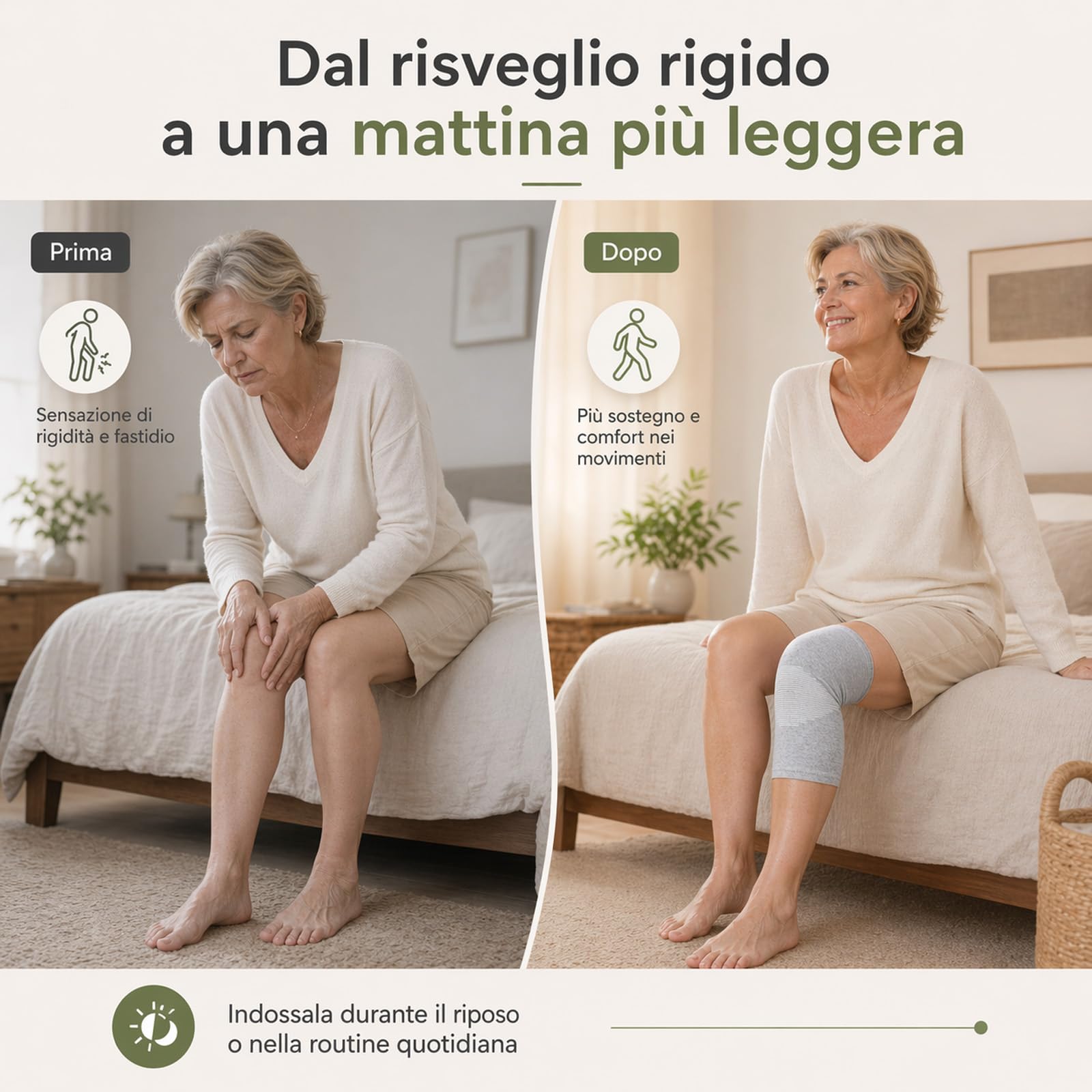 Generico Onepress Ginocchiera Bamboo, Ginocchiera in Bambù, Supporto Elastico Traspirante per Ginocchio, Compressione Ergonomica e Comfort Prolungato, Ideale per Sport (Grigio, L)