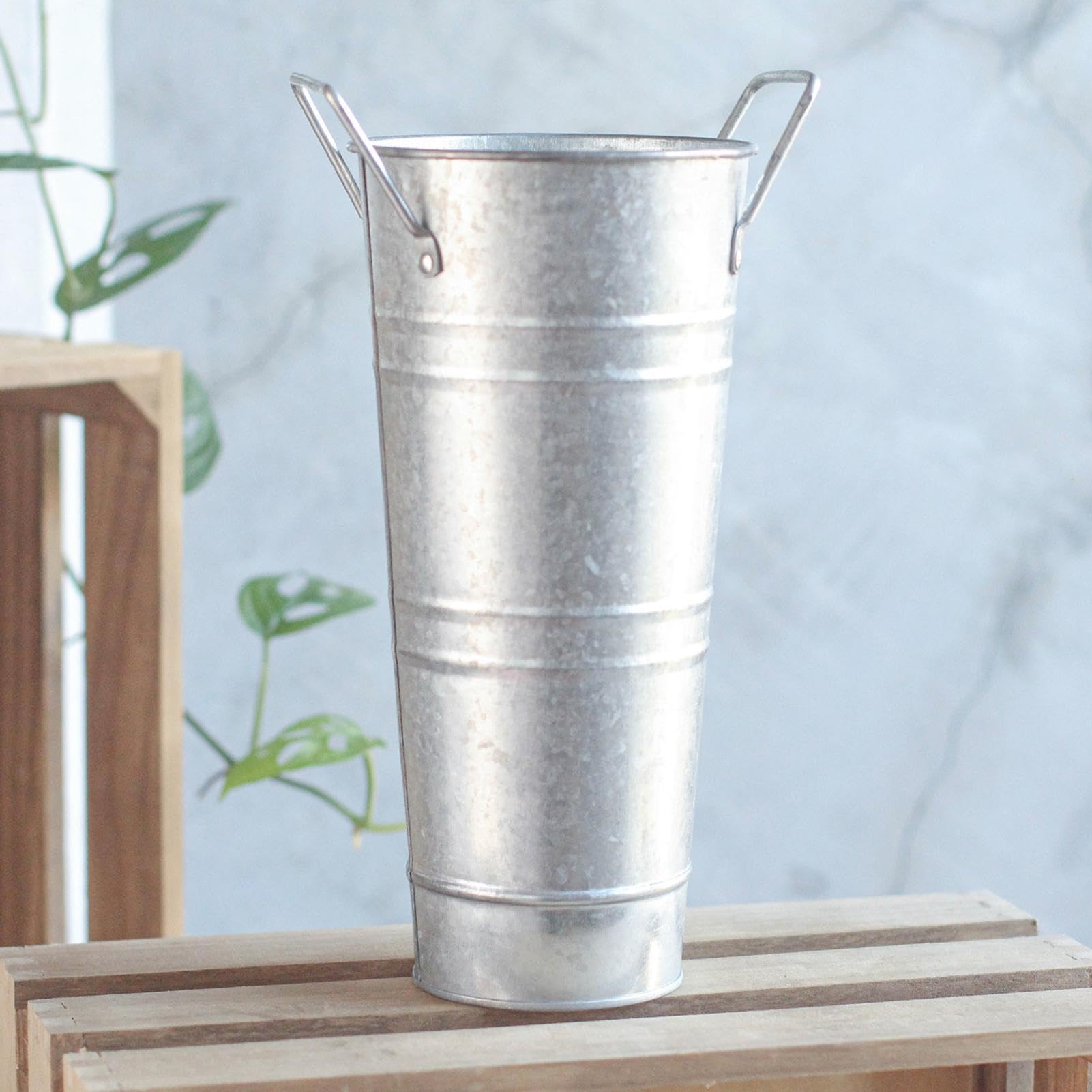Metallvase, verzinkt, rustikal, hoch, Hochzeitstischdekoration, für Party, Hochzeit, Wohnzimmer, Küche, Schlafzimmer, Eingangsbereich, , Tisch