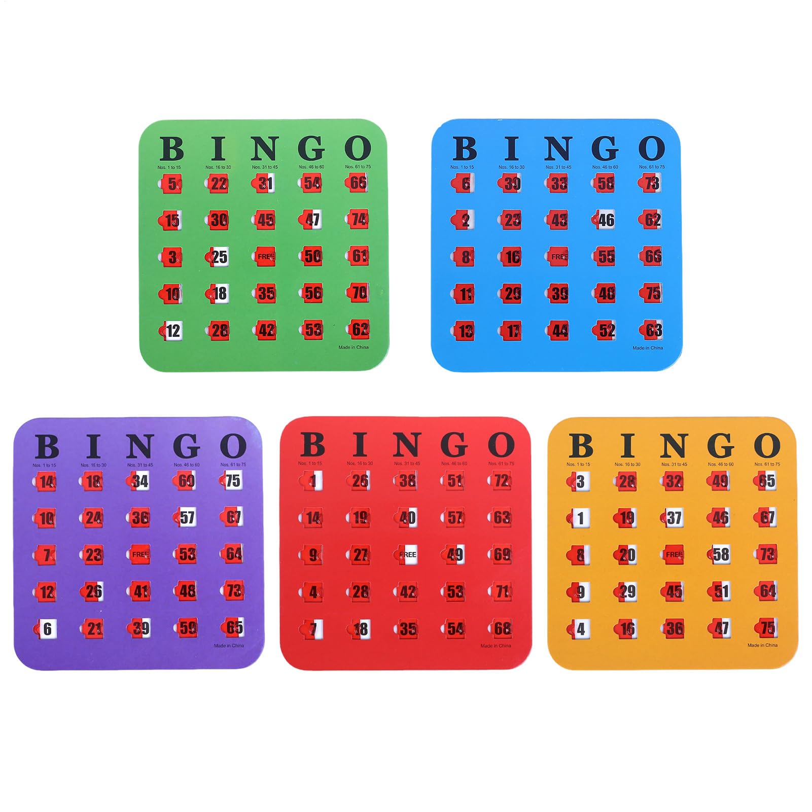 Bollisate 5X Bingo Board Cards, Shutter Slide Bingo Card Reusable, Fun Fingertip Logic Thinking Game, Bingos Game with Shutter Sliders, Party Travel Supplies for School Gatherings Travel Camping Home