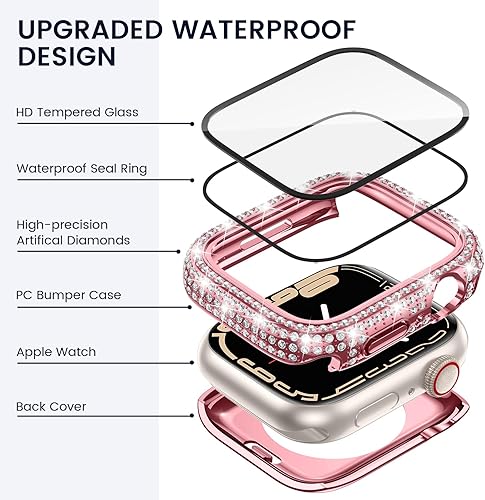 Vista 3 de Tensea Funda protectora de pantalla impermeable para Apple Watch 2 en 1 de 1.575 pulgadas SE 3ª/SE 2ª generación, accesorios SE/Series 6/5/4