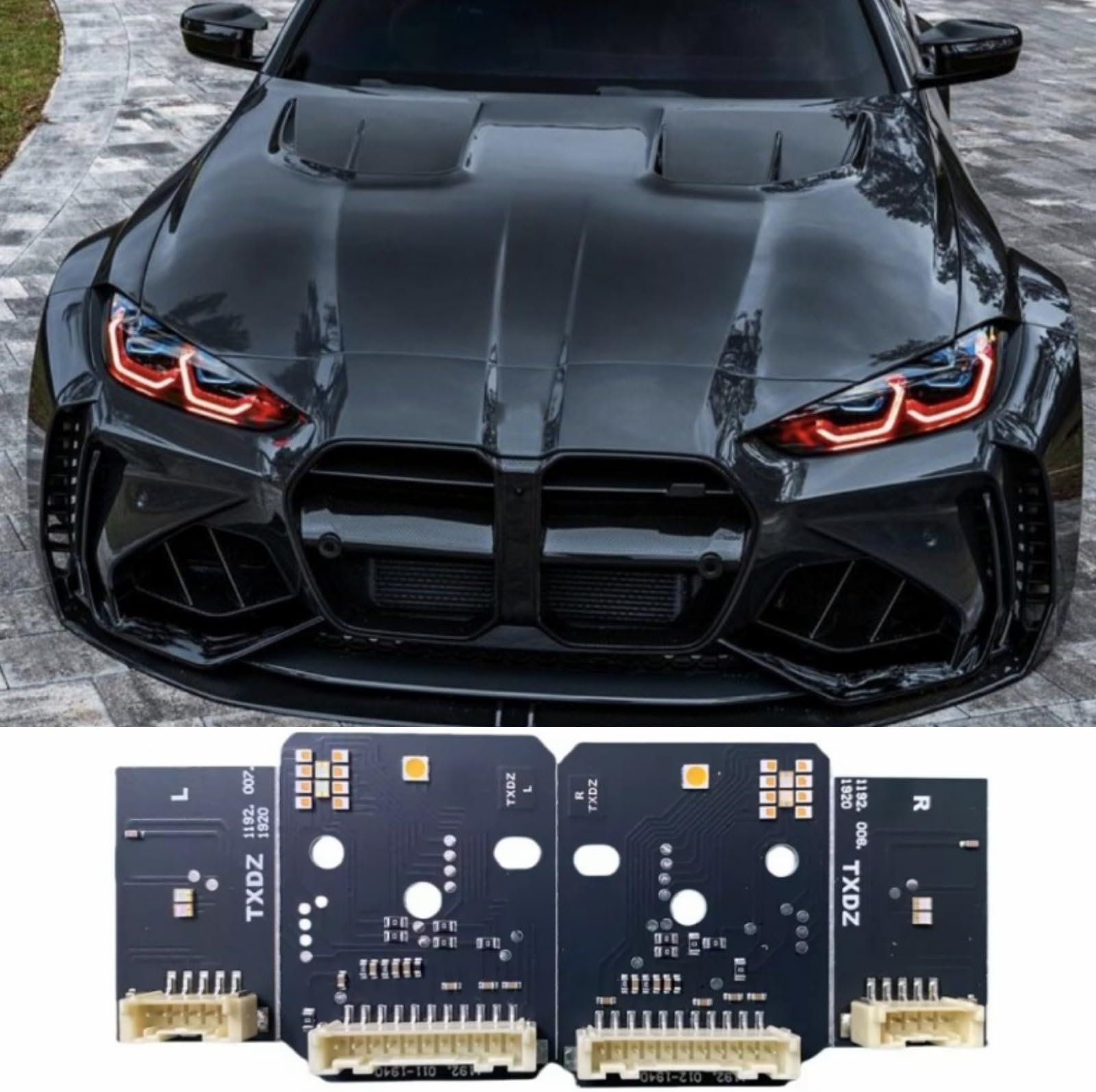 4pcs Angel Eye LED Boards Fit For 2021 2022 2023 BMW 4 Series G22 G26 G82 M4 G80 M3 Headlight Daytime Running Light, Golden Eye LED Headlight DRL Chips (Red, Laser Headlight)