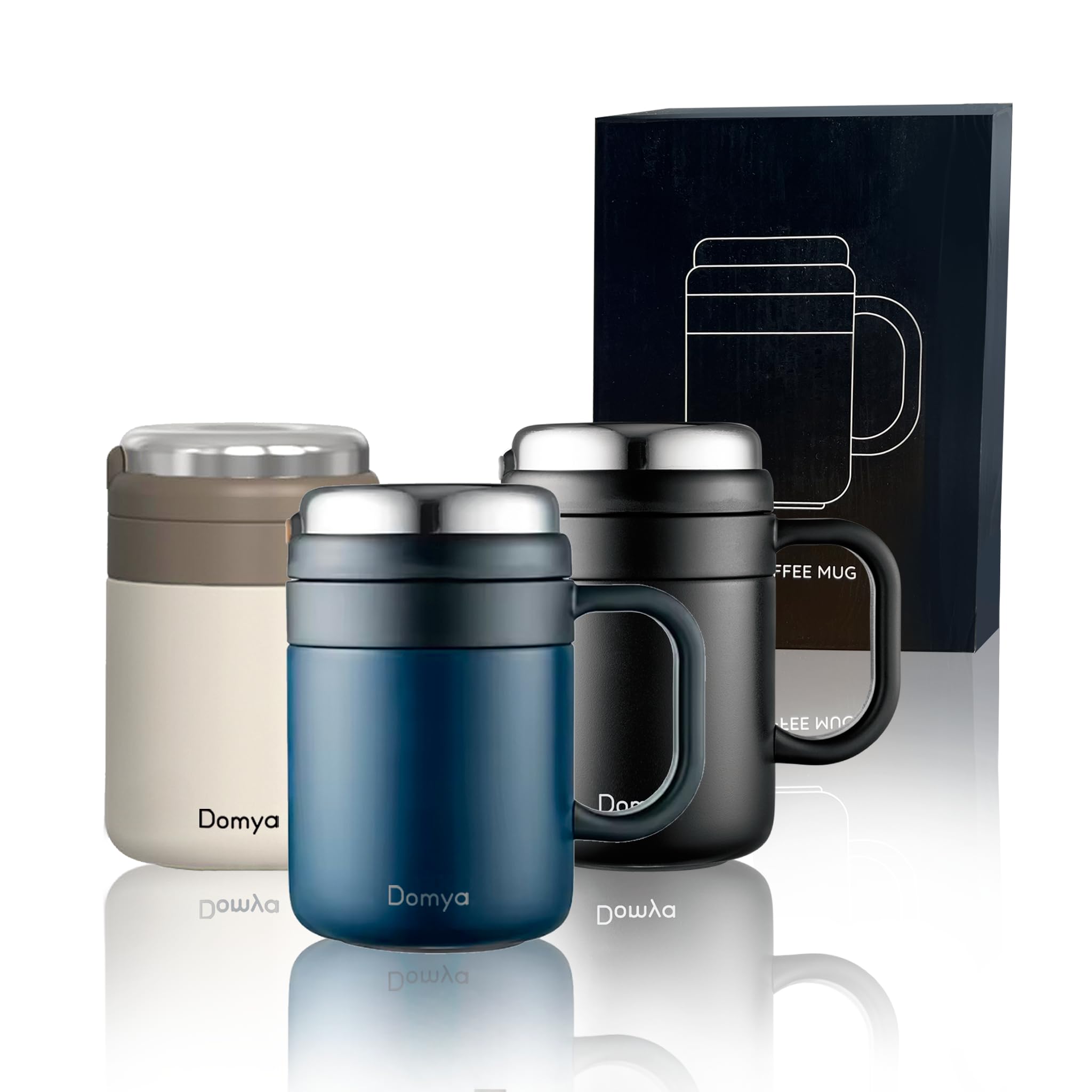 Tazza Termica da Tè/Caffè in Acciaio Inossidabile (Nero) con Filtro Rimovibile, 500 ml – Mantiene le Bevande Fredde e Calde, Isolamento 12+ Ore, Ideale per Tè, Caffè, Viaggi, Ufficio e Campeggio