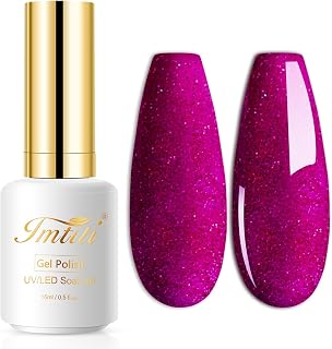 Imtiti Glitter Gel Nail Polish, 1 Pc 0.5 fl oz Sparkly Vanessa Red Wine, DIY Gel Nail Design for Salon Manicure, Christmas Decoration