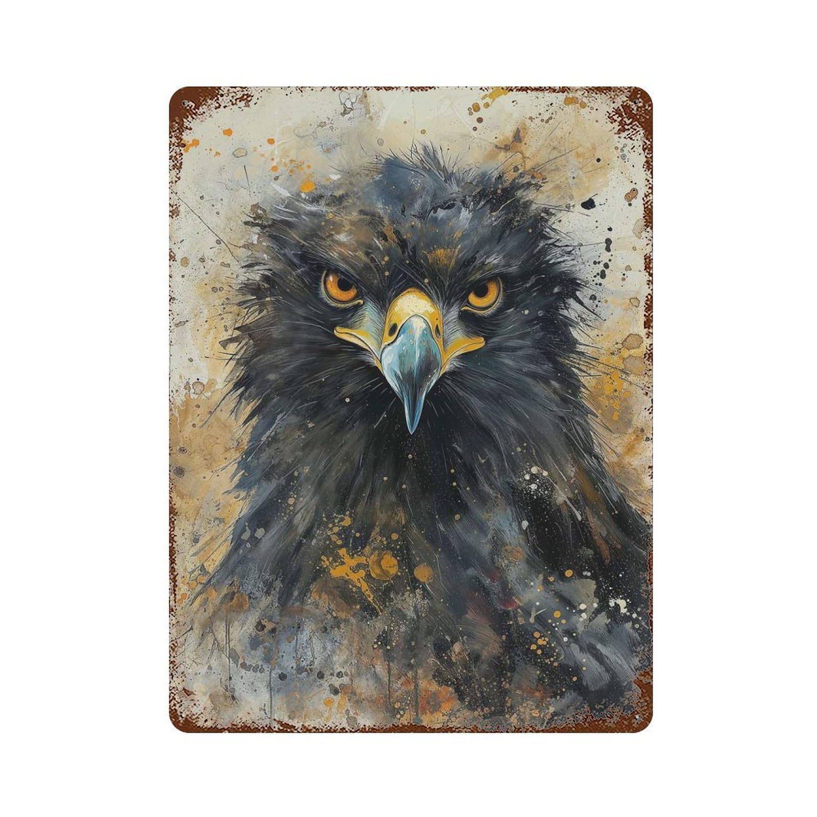 Intense Eagle Stare Decorative Tin Sign 15.7"x11.8", for Cafe, Home Bar And Lounge Decor, Decorative Metal Wall Art