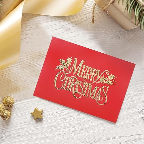 Miniatura 4 de Masterpiece - Tarjetas de nostalgia de Navidad, 16 tarjetas navideñas en caja con sobres forrados de papel dorado a juego, 5 58 x 7 78 pulgadas,