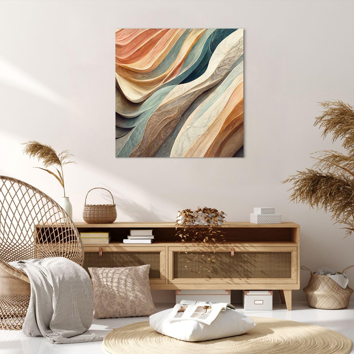 Poster ARTTOR 40x40 Cm - Abstrait Pastel, Texture Brillante, Déco Murale
