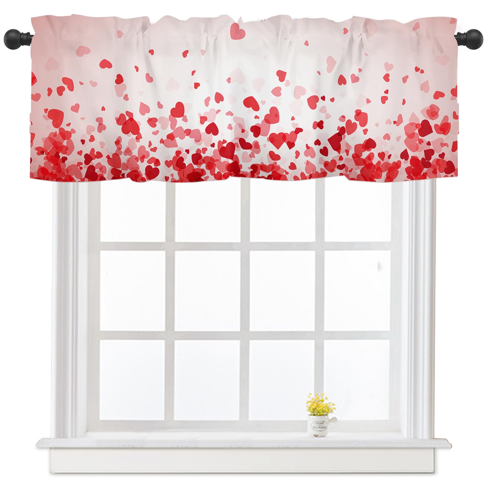 Tenda da doccia con motivo a cuore rosso / Decorazione per bagno con