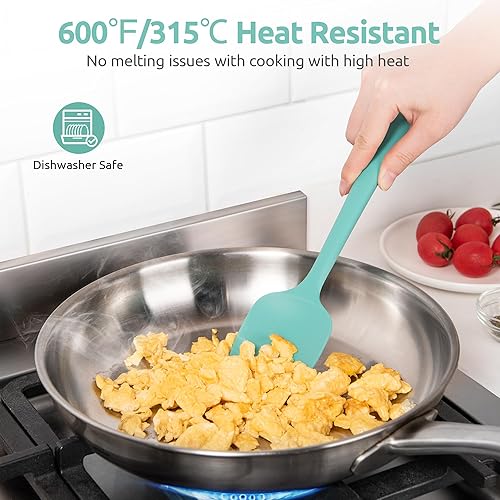 Miniatura 3 de Cucharas de silicona resistentes al calor de 600F espátula flexible para hornear y cuchara de cocina, utensilios de cocina suaves sin costuras para