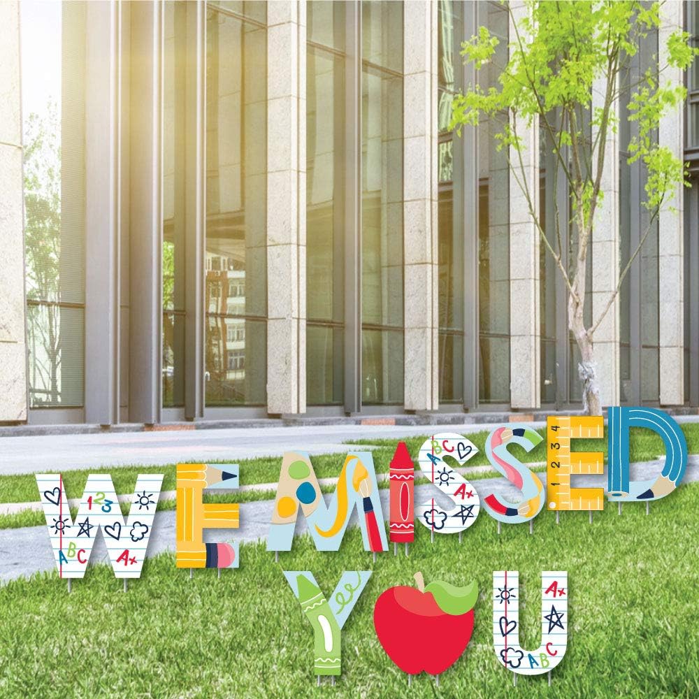 Big Dot of Happiness We Missed You - Back to School - Yard Sign Outdoor Lawn Decorations - Back to School Classroom Yard Signs
