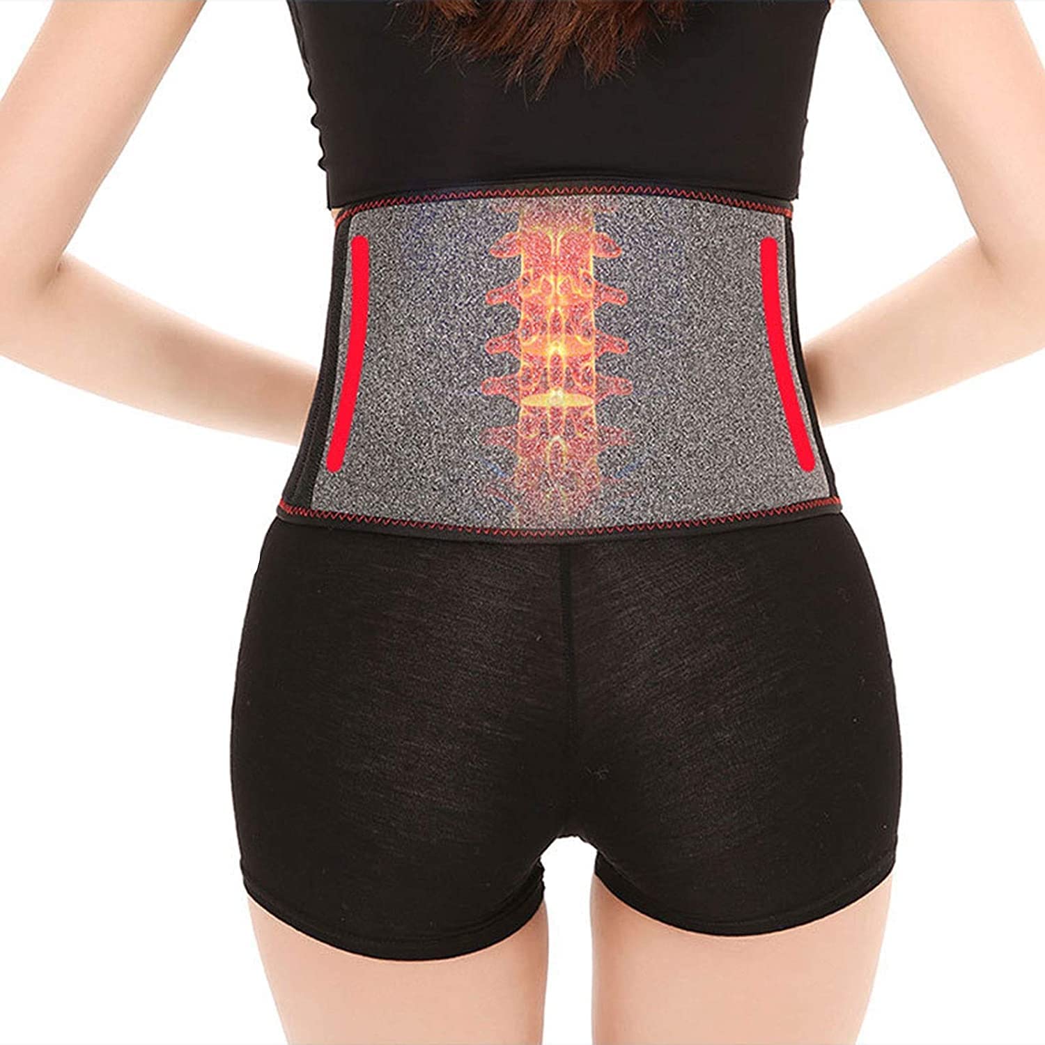 Cintura di Supporto Lombare autoriscaldante, Supporto Lombare, per Uomo e Donna, per Ufficio, autoprotezione della Vita, Cintura Sportiva con Magnete Grigio, Bretelle per la Schiena