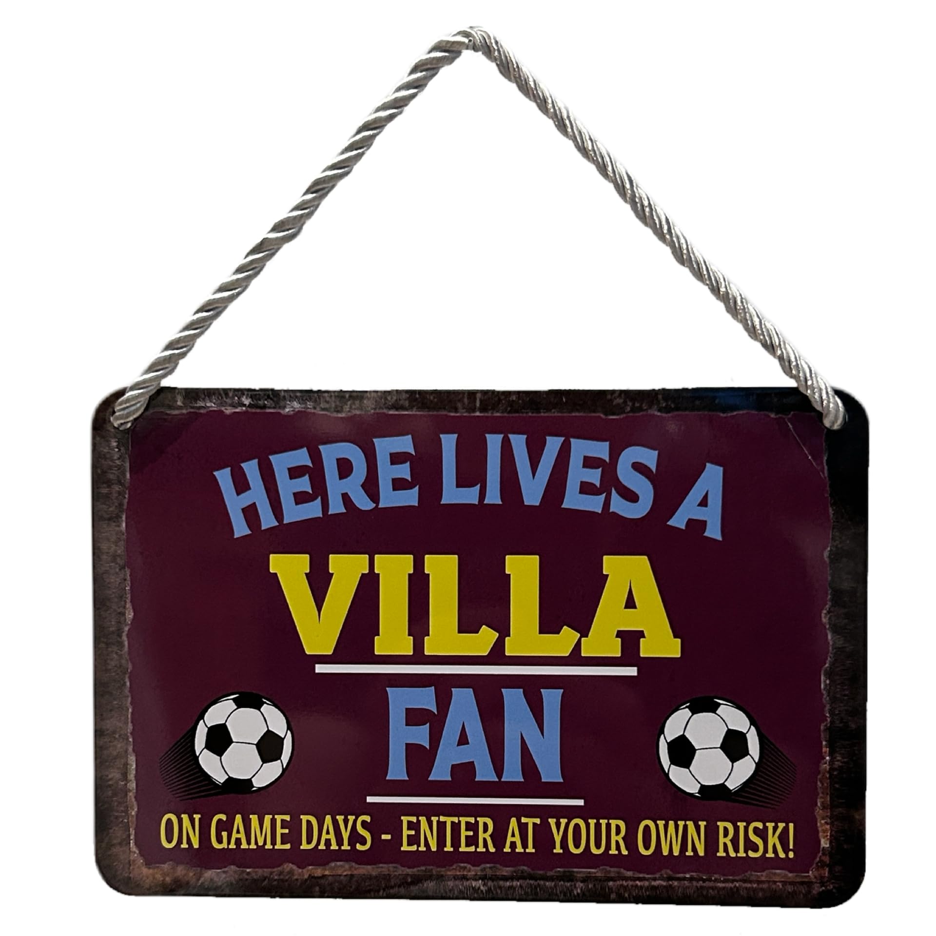 Metal Tin Sign - Villa Football Soccer Sports - Wall Plaque Retro Vintage 18X12 Cm Decorative Sign - For Bar Pub Dining Room Kitchen Bedroom Office Garage - Funny Stylish Gift
