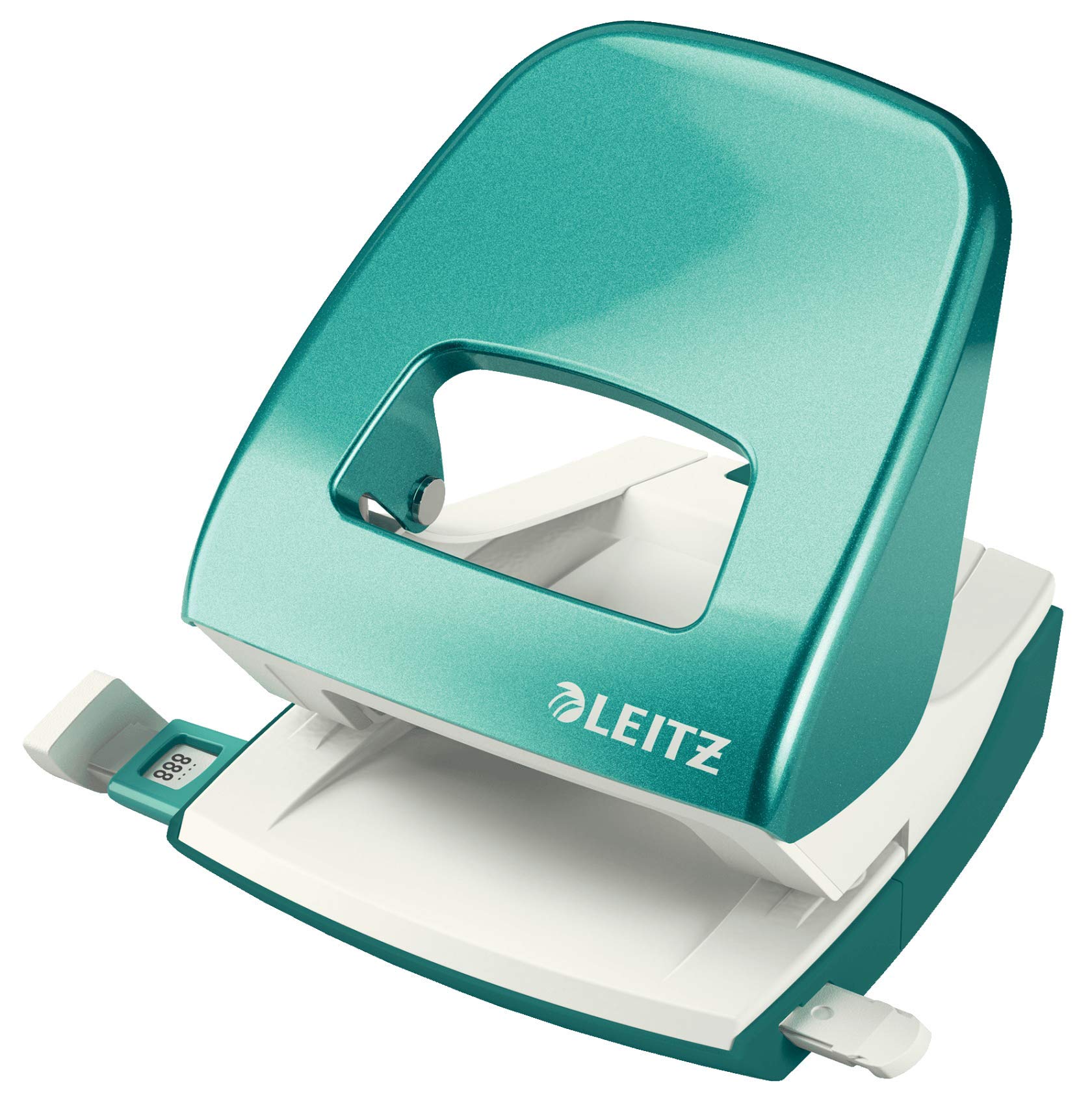 Leitz 50081051 Locher (30 Blatt, Anschlagschiene mit Formatvorgaben, Metall, WOW) metallic eisblau (Locher + Heftger?t)