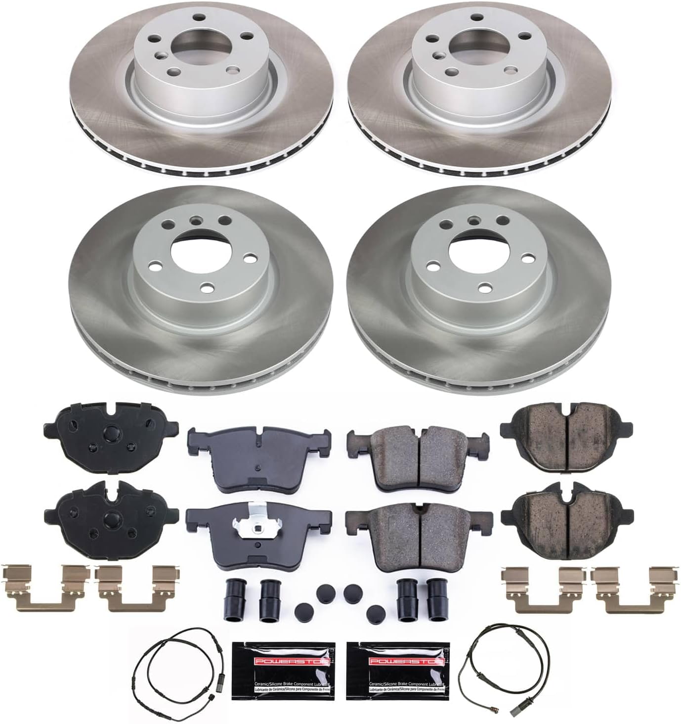 PowerStop Front and Rear Brake Kit For BMW X3 2011-17 | BMW X4 2015-18 - Ceramic Brake Pads + Semi Coated Rotors Replacement, SC6039