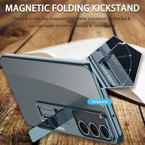 Miniatura 3 de Miimall Funda compatible con Samsung Galaxy S23, S23 con soporte, revestimiento al vacío translúcido, funda delgada protectora para Galaxy S23 5G