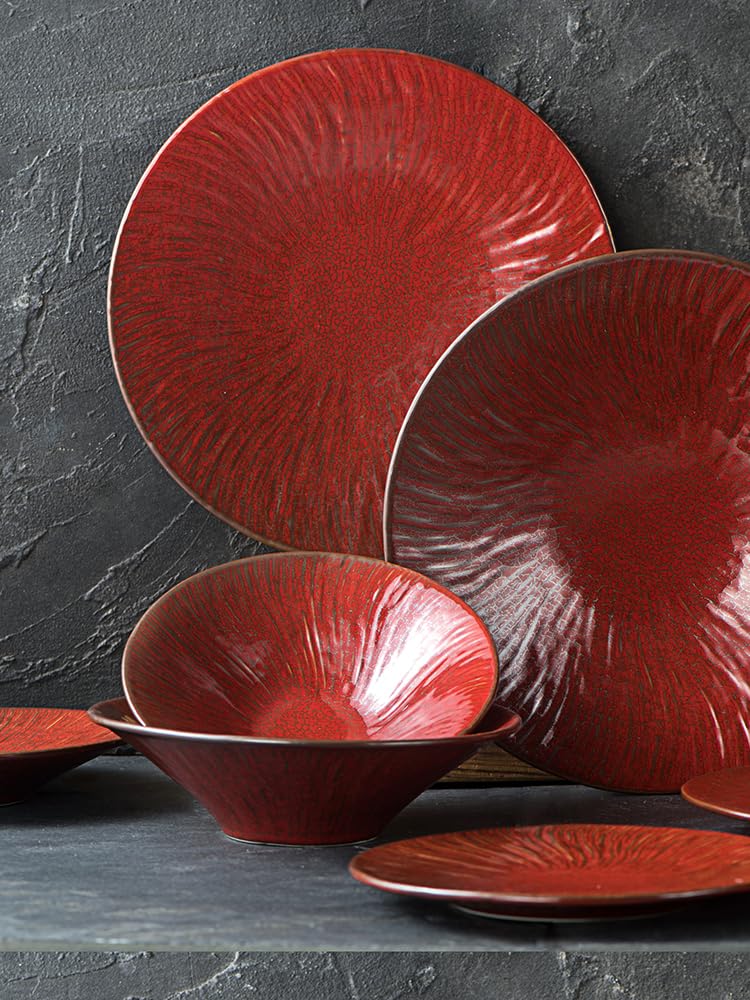 Bols à Trempette Assiette en céramique Rouge, Assiette de Nourriture Occidentale, Assiette à Steak, Assiette à pâtes, Maison créative, Grand Plat, Assiette Plate Bols Apéritifs(S)