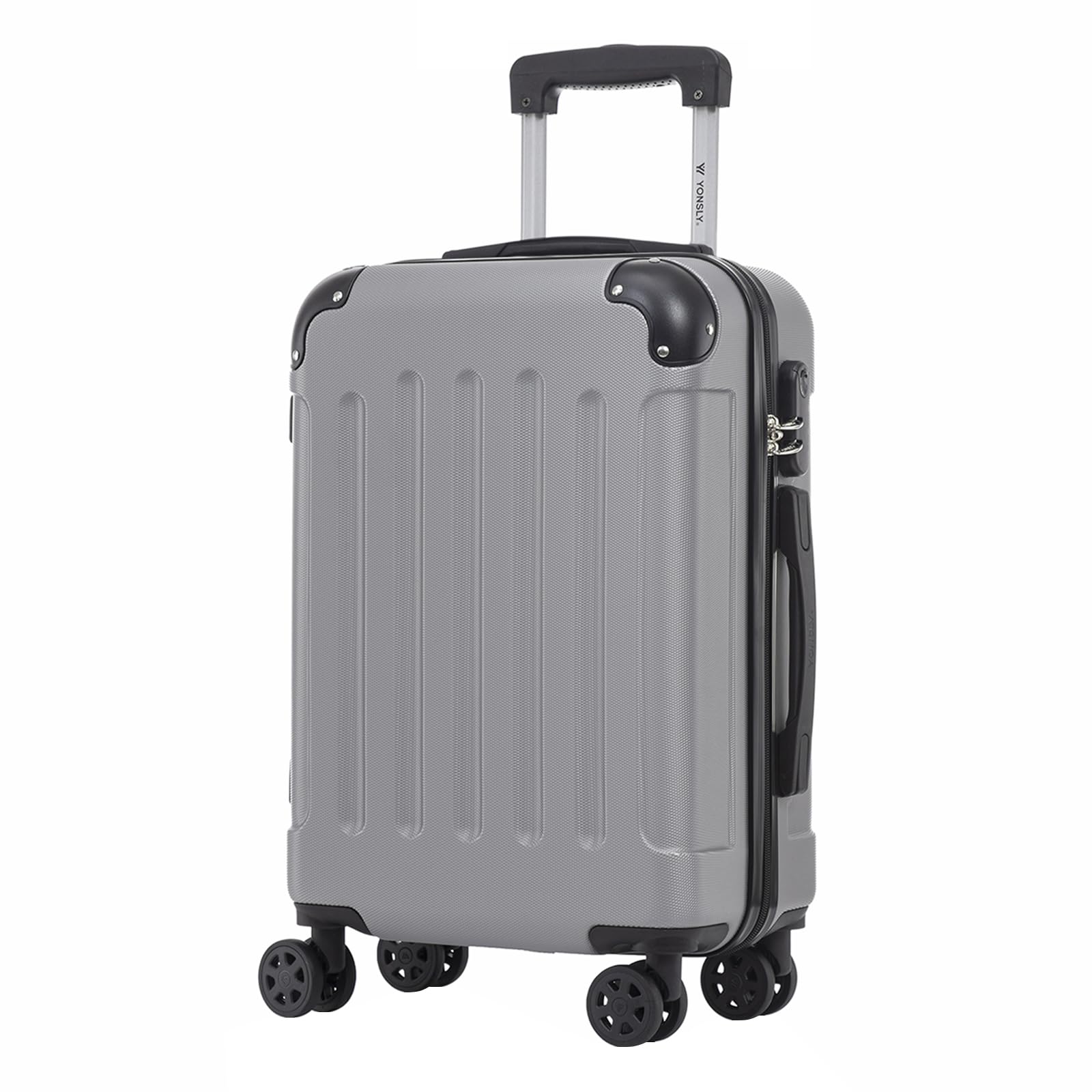 YONSLY Trolley Reisekoffer Set, Koffer Suitcase, Rollkoffer Handgepäck Hartschalenreisekoffer mit Zahlenschloss, 4 Rollen 360°, Weicher Gummigriff