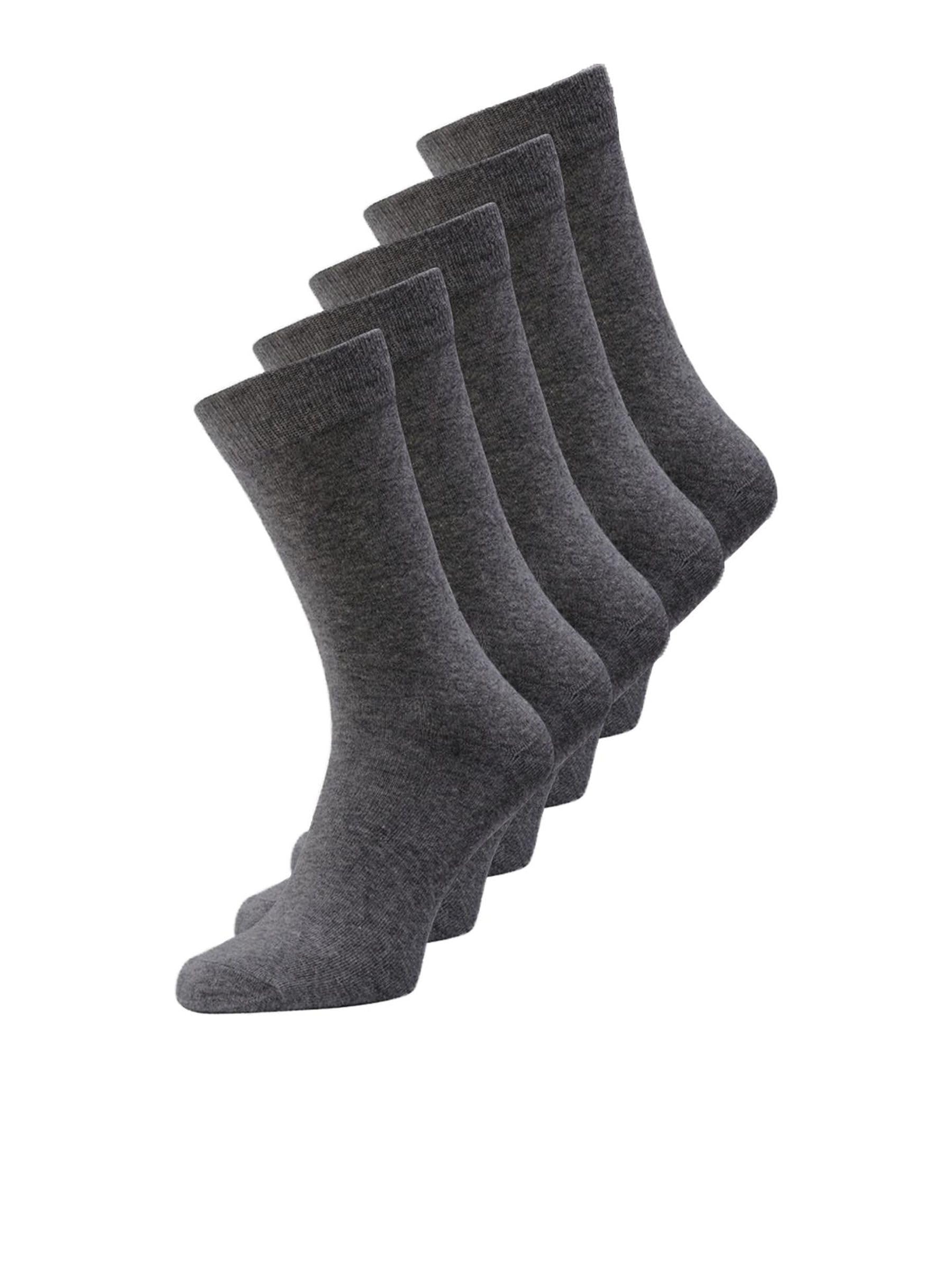 JACK & JONES Mens 5 pack Jens Dress Socks Grey/navy/black 7-12