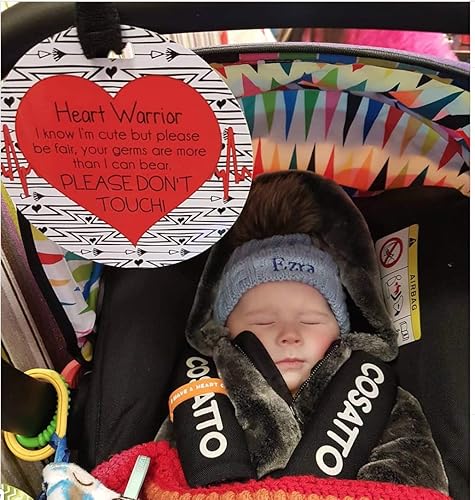 Miniatura 6 de Three Little Tots CHD Heart Warrior Tag - Letrero de asiento de auto recién nacido, baby shower, cochecito, prematuro sin tocar