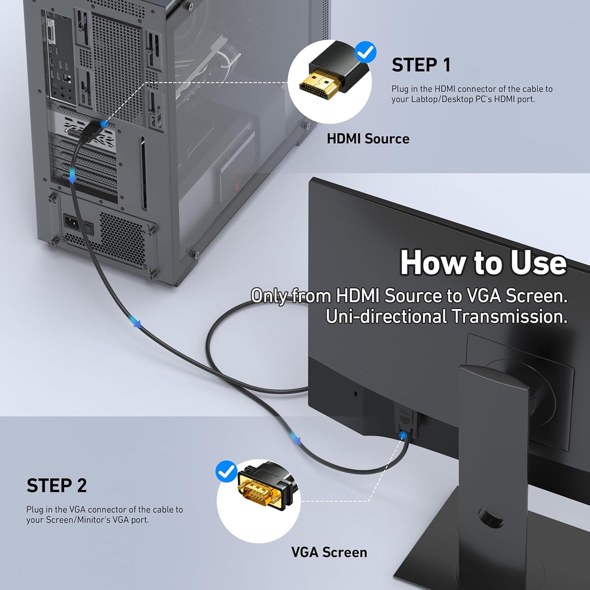 Kabel HDMI na VGA 6FT
