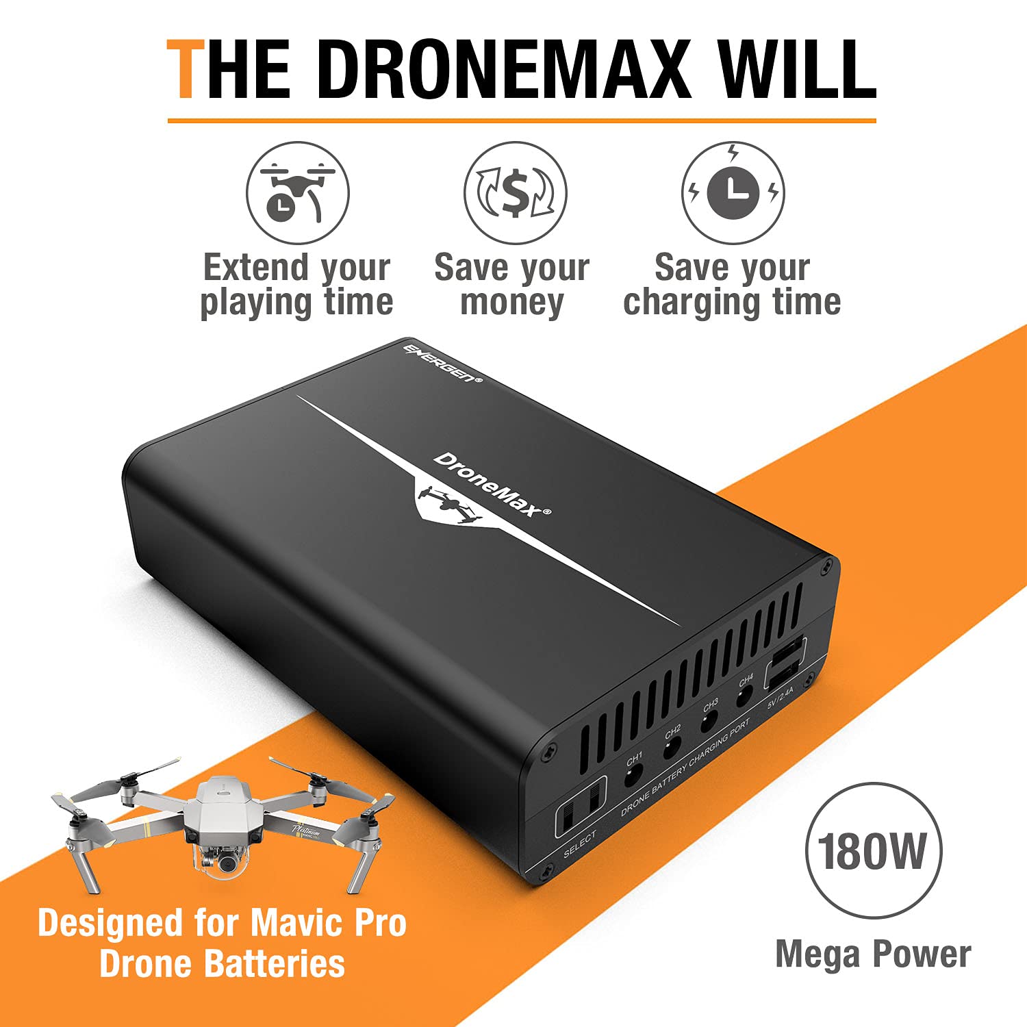 Energen Hub de chargeur de batterie Mavic Pro, accessoires de chargeur de drone DJI Mavic Pro, charge 4 batteries et 2 ports USB simultanément