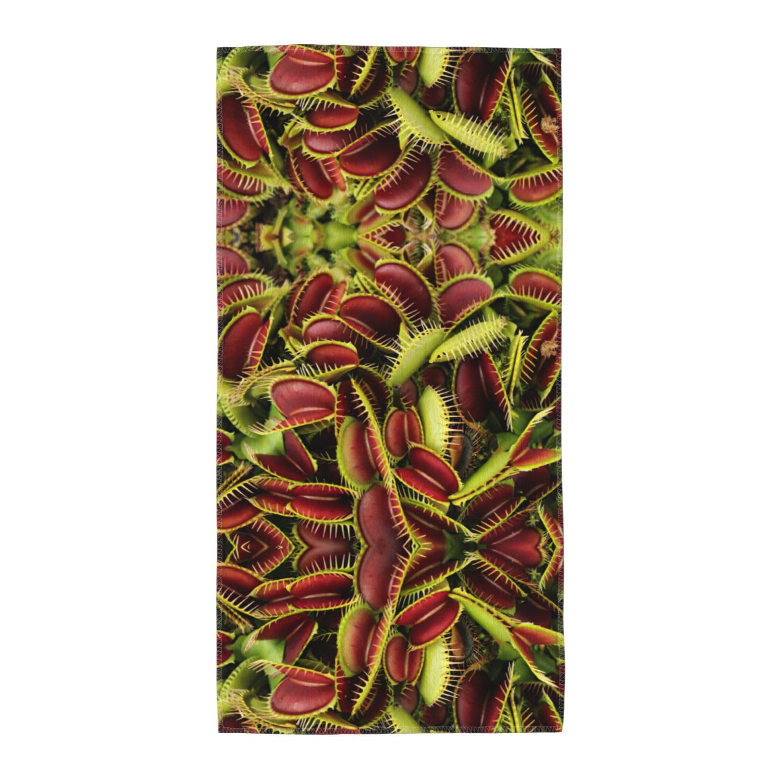 SDEGTHO Carnivorous Plant Soft Absorbent Long Towel For Gym Sports Picnic Leisure Use