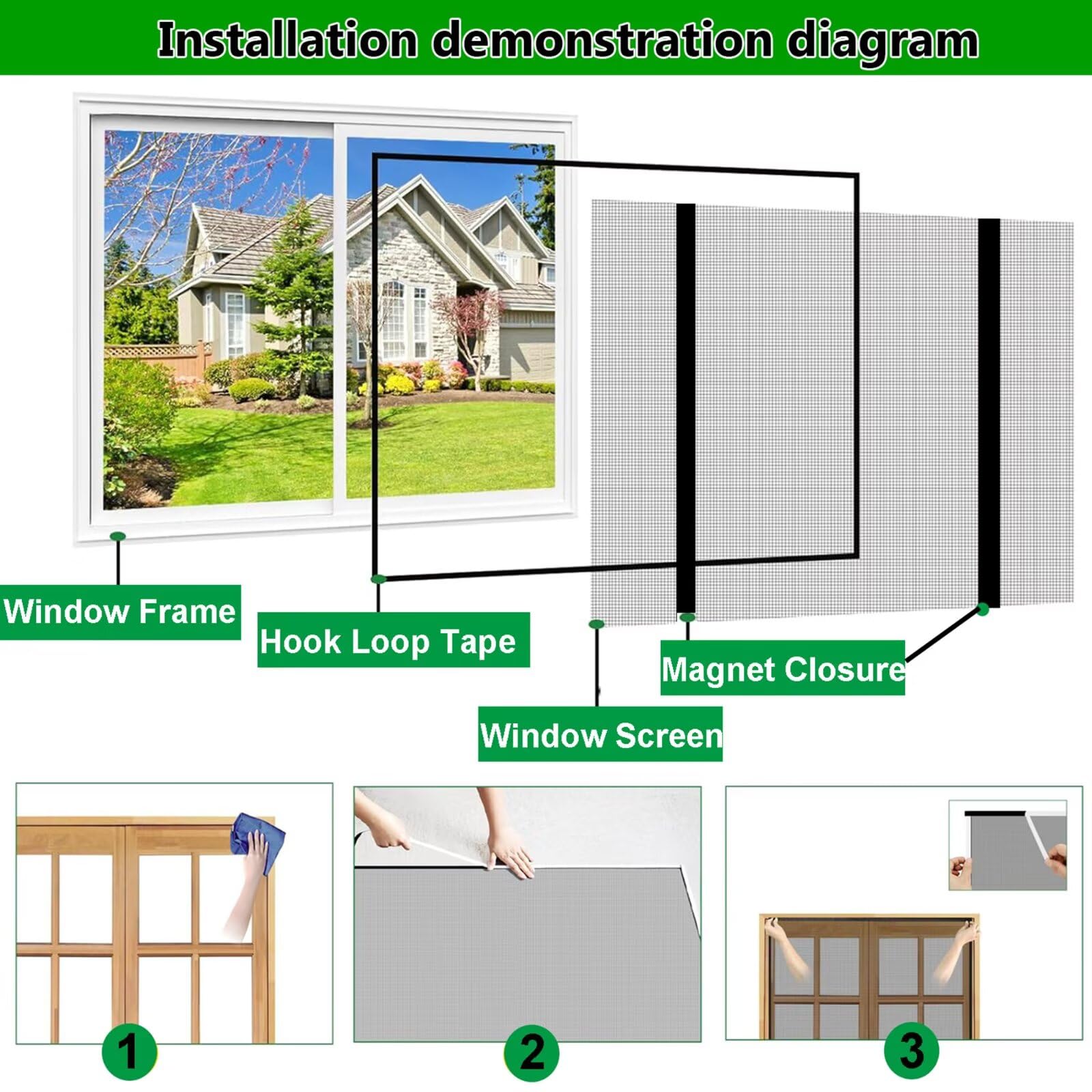 W175 x H190cm Fenster Fliegengitter Katzensicher | Katzengitter Ohne Bohren Kratzfest Stabil Für Alle Innen Fenster Dachfenster Balkontür Wohnung Weiß