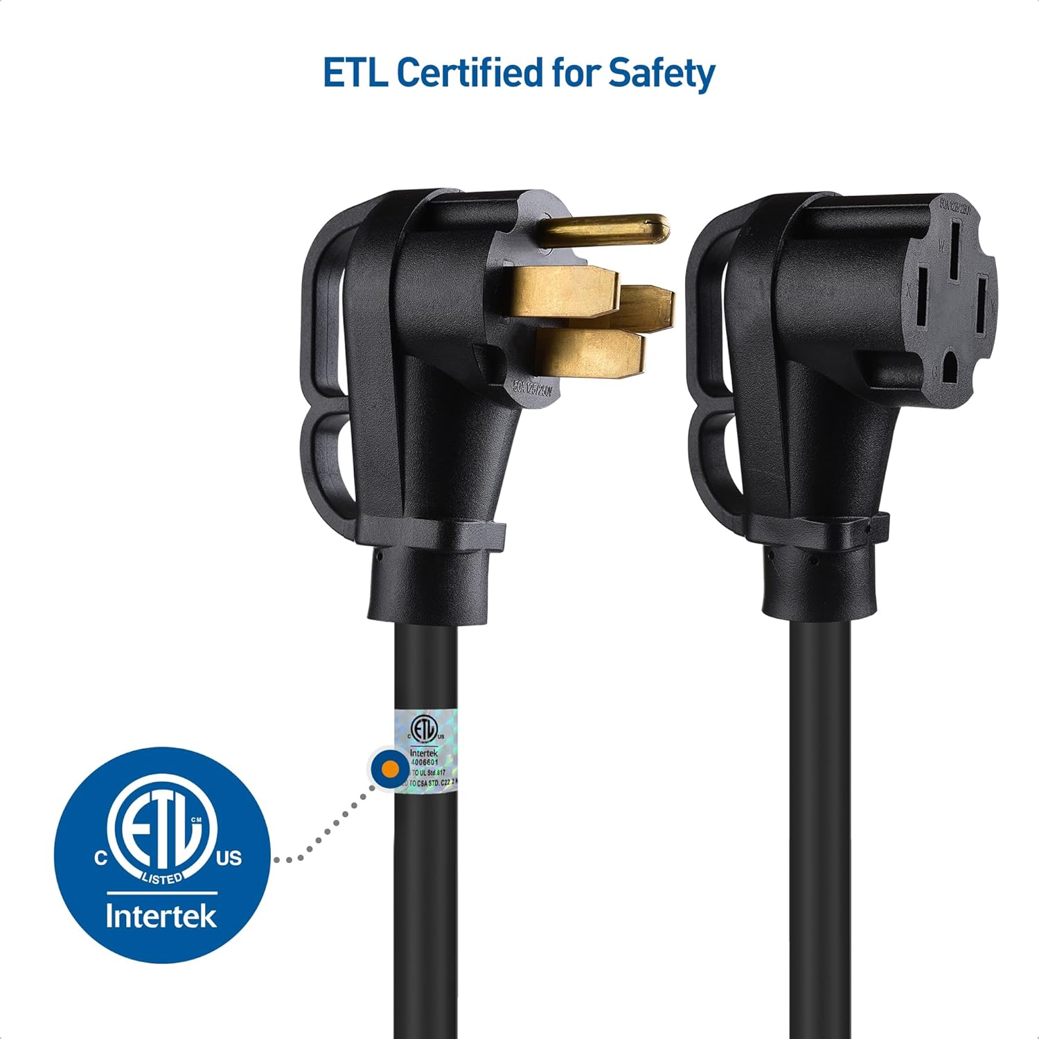 Cable Matters 4 Prong 50 AMP RV Extension Cord 25 ft with Easy-Grip Handles, 6/8 AWG, NEMA 14-50 Extension Cord, Compatible with Tesla Plug/EV Plug / J1772 Connector (NEMA 14-50P to 14-50R)