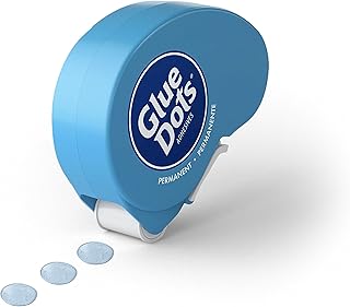 Glue Dots, Permanent Dots Dot N' Go Dispenser, Double-Sided, 3/8", .38 Inch, 200 Dots, DIY Craft Glue Tape, Sticky Adhesive Glue Points, Liquid Hot Glue Alternative, Blue-Tinted