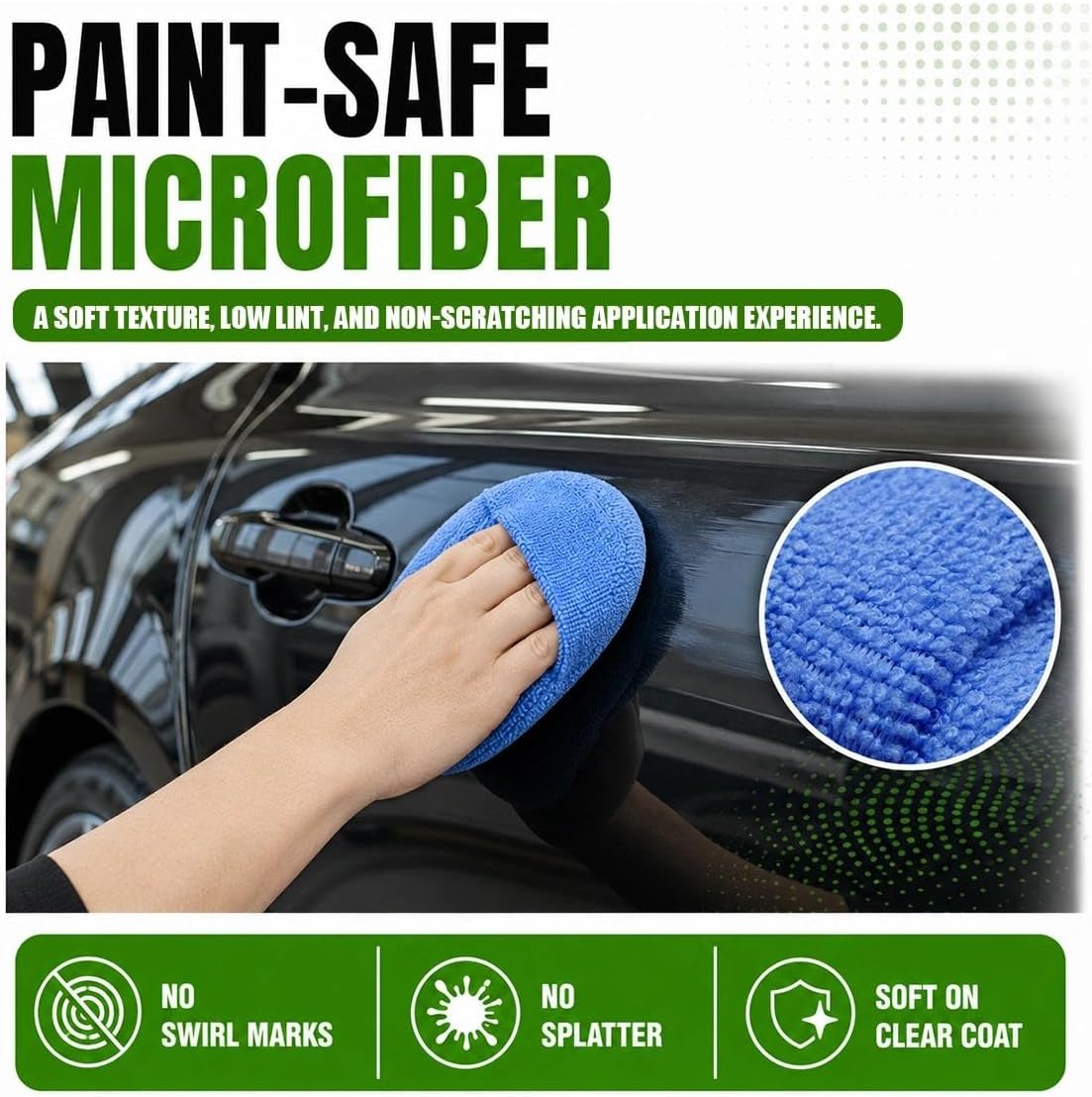 6PCS Wax Applicator Pads, 5 Inch Soft Microfiber Foam Pads with Finger Pocket, Washable Reusable Buffing Pad for Car Cleaning and Polishing (Blue)
