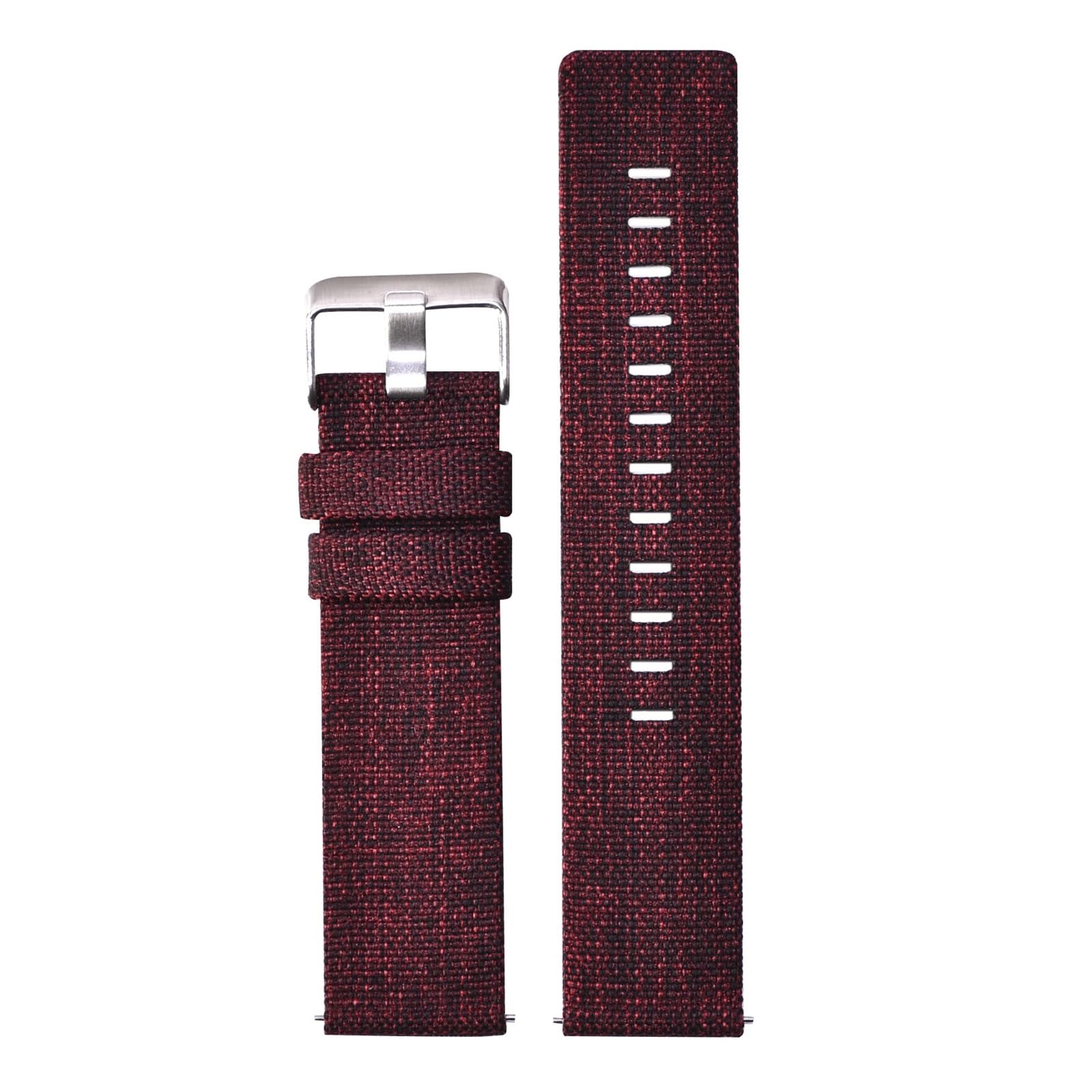INEOUT Bracelet De Montre En Nylon 18 Mm, 20 Mm, 22 Mm, 24 Mm, À Dégagement Rapide, En Toile, Style Sport, Noir Et Bleu(Sangria-S,22mm)