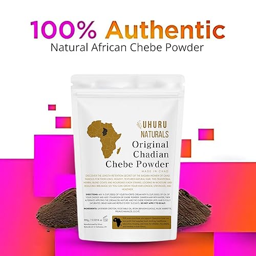 Miniatura 4 de Uhuru Naturals Chebe Powder 3.53 oz  Polvo de Chebe africano natural sin colorante con lavanda para un mayor crecimiento y fuerza del cabello