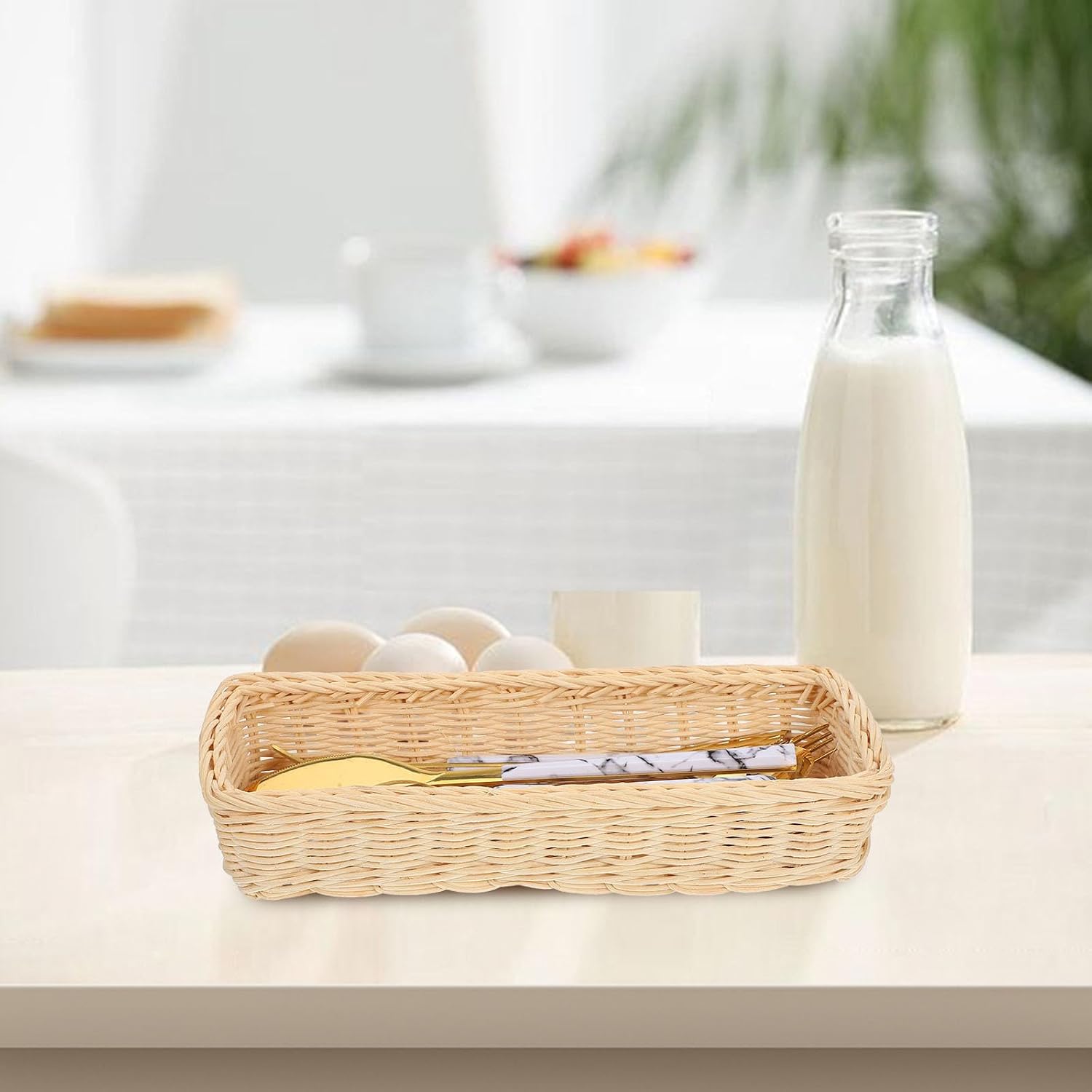 Utensil Basket Large Capacity Plastic Woven Storage Basket for Kitchen image 4